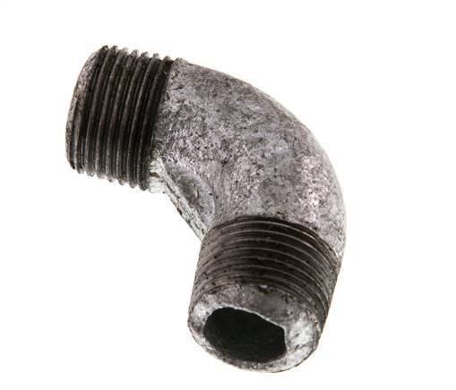 R 3/8'' Male Zinc plated Cast iron 90 deg Elbow Fitting 25 Bar [2 Pieces]