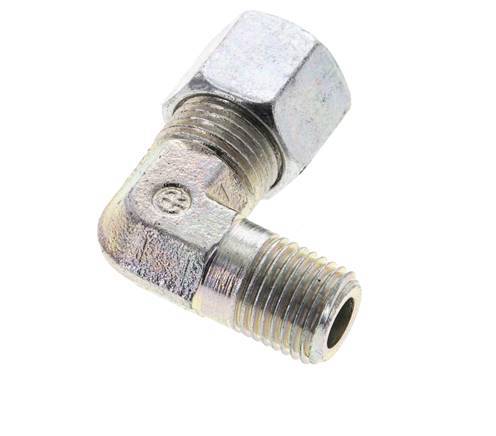 1/4'' NPT Male x 10L Zinc plated Steel 90 deg Elbow Cutting ring 315 Bar DIN 2353