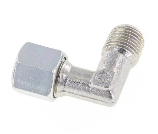 R 1/4'' Male x 8L Zinc plated Steel 90 deg Elbow Fitting 315 Bar DIN 2353