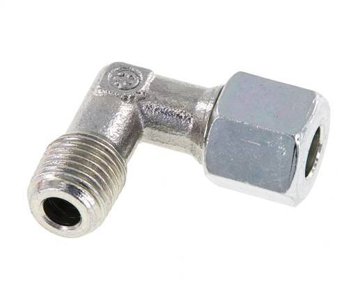 R 1/4'' Male x 8L Zinc plated Steel 90 deg Elbow Fitting 315 Bar DIN 2353
