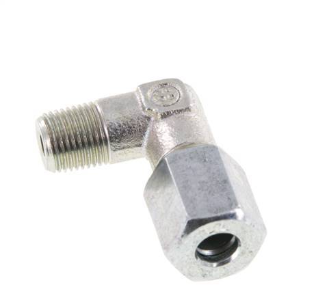 R 1/8'' Male x 6L Zinc plated Steel 90 deg Elbow Fitting 315 Bar DIN 2353
