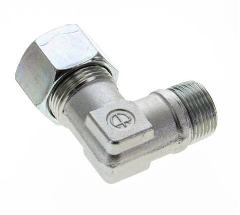 3/4'' NPT Male x 20S Zinc plated Steel 90 deg Elbow Cutting ring 400 Bar DIN 2353