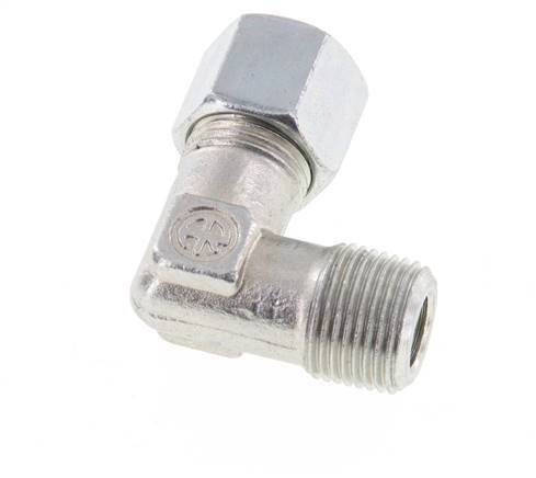 R 3/8'' Male x 10L Zinc plated Steel 90 deg Elbow Fitting 315 Bar DIN 2353