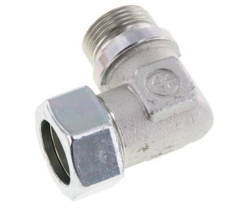 G 1'' Male x 28L Zinc plated Steel 90 deg Elbow Fitting 160 Bar DIN 2353