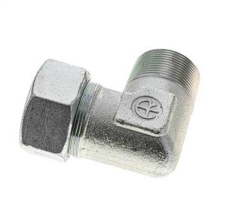 1 1/2'' NPT Male x 38S Zinc plated Steel 90 deg Elbow Cutting ring 315 Bar DIN 2353