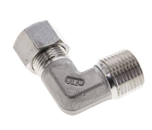 1/2'' NPT Male x 12L Stainless steel 90 deg Elbow Cutting ring 315 Bar DIN 2353