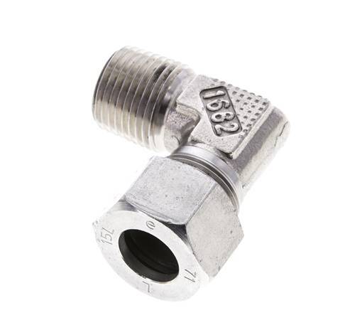1/2'' NPT Male x 15L Stainless steel 90 deg Elbow Cutting ring 315 Bar DIN 2353