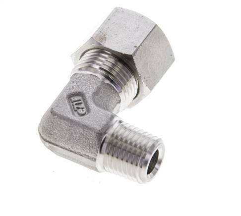 1/4'' NPT Male x 12L Stainless steel 90 deg Elbow Cutting ring 315 Bar DIN 2353