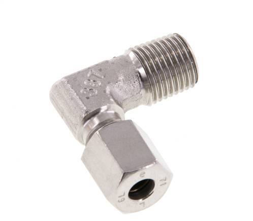 R 1/4'' Male x 6L Stainless steel 90 deg Elbow Fitting 315 Bar DIN 2353