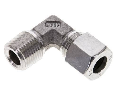 3/8'' NPT Male x 10L Stainless steel 90 deg Elbow Cutting ring 315 Bar DIN 2353