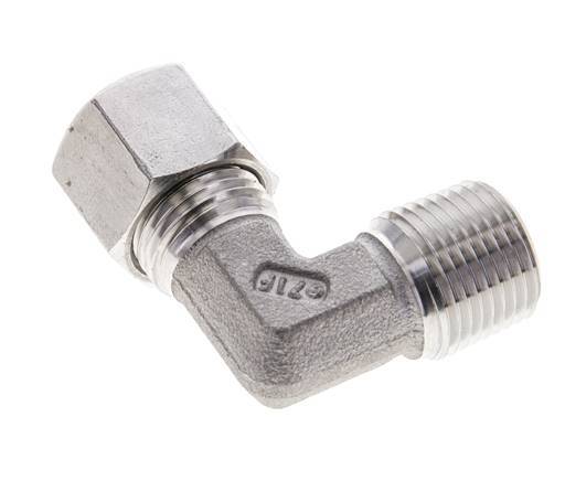 3/8'' NPT Male x 10L Stainless steel 90 deg Elbow Cutting ring 315 Bar DIN 2353