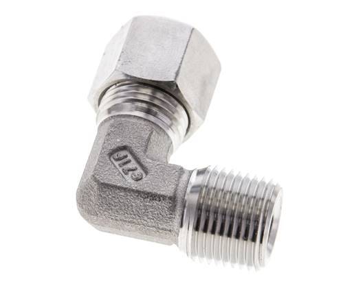 3/8'' NPT Male x 10L Stainless steel 90 deg Elbow Cutting ring 315 Bar DIN 2353