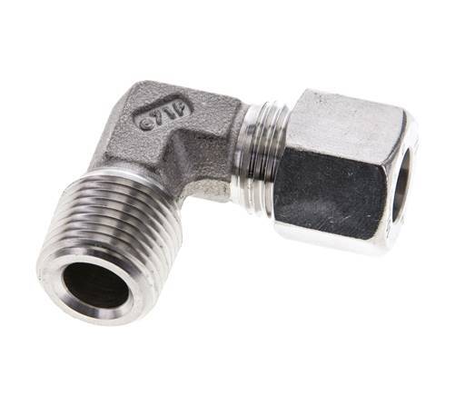 3/8'' NPT Male x 10L Stainless steel 90 deg Elbow Cutting ring 315 Bar DIN 2353
