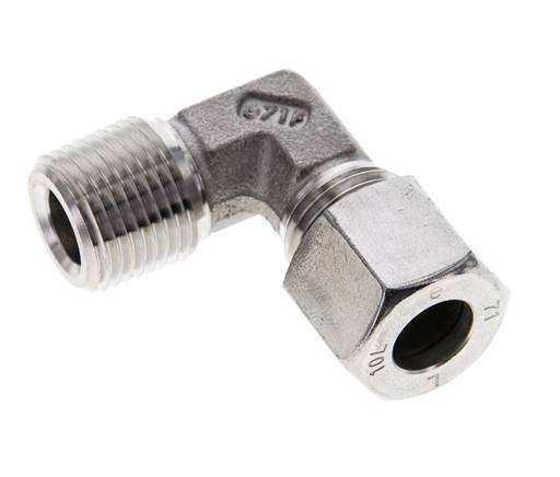 3/8'' NPT Male x 10L Stainless steel 90 deg Elbow Cutting ring 315 Bar DIN 2353