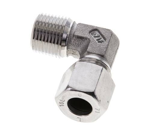 3/8'' NPT Male x 10L Stainless steel 90 deg Elbow Cutting ring 315 Bar DIN 2353