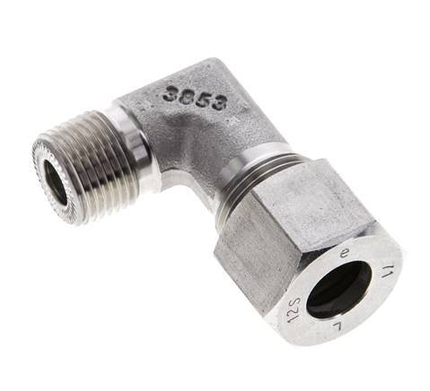 3/8'' NPT Male x 12S Stainless steel 90 deg Elbow Cutting ring 630 Bar DIN 2353