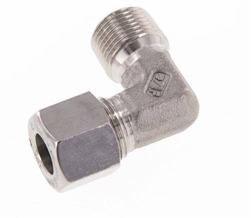 R 3/8'' Macho x 10L Codo de 90 grados de acero inoxidable 315 Bar DIN 2353