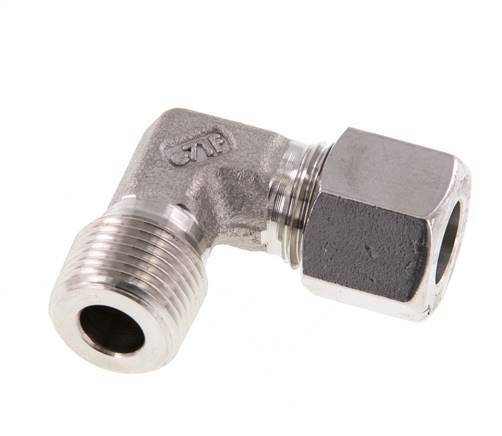 R 3/8'' Macho x 10L Codo de 90 grados de acero inoxidable 315 Bar DIN 2353