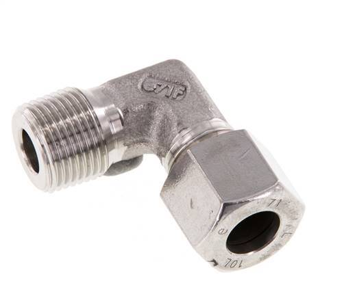 R 3/8'' Macho x 10L Codo de 90 grados de acero inoxidable 315 Bar DIN 2353