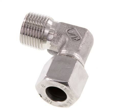 R 3/8'' Macho x 10L Codo de 90 grados de acero inoxidable 315 Bar DIN 2353