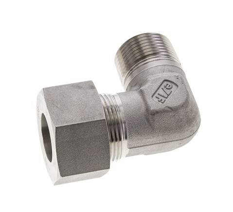 1'' NPT Male x 25S Stainless steel 90 deg Elbow Cutting ring 400 Bar DIN 2353