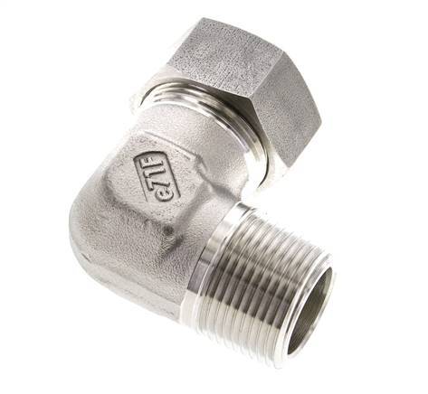 1'' NPT Male x 28L Stainless steel 90 deg Elbow Cutting ring 160 Bar DIN 2353