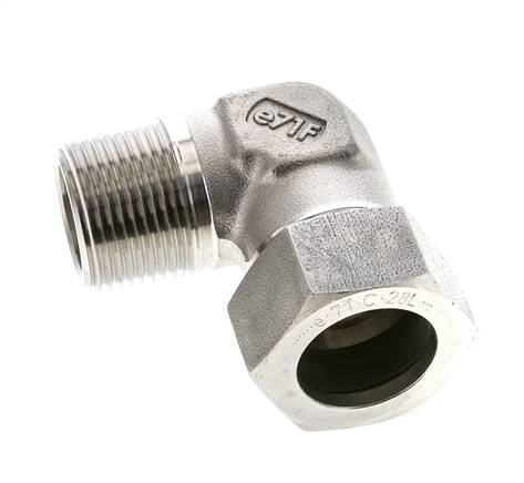 1'' NPT Male x 28L Stainless steel 90 deg Elbow Cutting ring 160 Bar DIN 2353