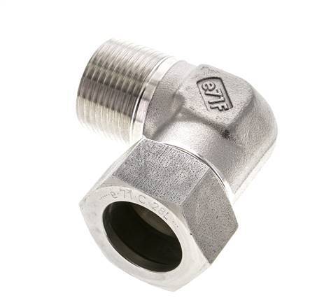 1'' NPT Male x 28L Stainless steel 90 deg Elbow Cutting ring 160 Bar DIN 2353