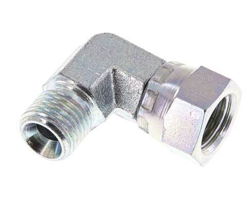 G 1/4'' M/F Zinc plated Steel 90 deg Elbow Fitting 350 Bar - Hydraulic