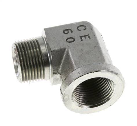 3/4'' NPT x 3/4'' NPT M/F Zinc plated Steel 90 deg Elbow Fitting 170 Bar - Hydraulic