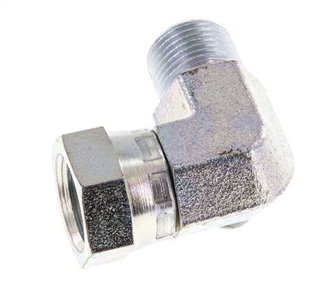 G 3/8'' M/F Zinc plated Steel 90 deg Elbow Fitting 325 Bar - Hydraulic