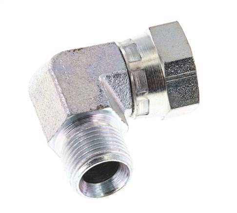 G 3/8'' M/F Zinc plated Steel 90 deg Elbow Fitting 325 Bar - Hydraulic