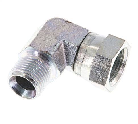 G 3/8'' M/F Zinc plated Steel 90 deg Elbow Fitting 325 Bar - Hydraulic