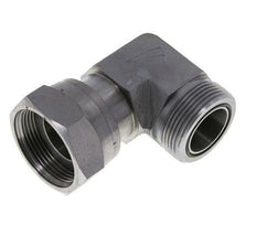 UN 1-11/16''-12 x UN 1-11/16''-12 M/F Zinc plated Steel 90 deg Elbow Fitting ORFS 250 Bar - Hydraulic