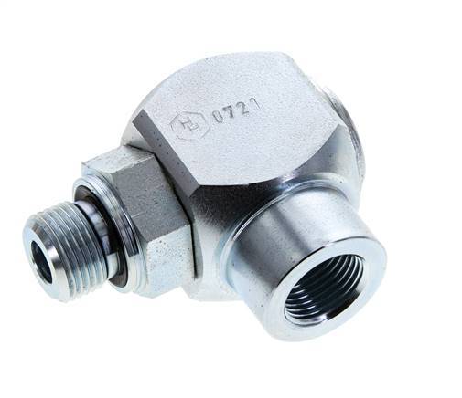 G 3/8'' M/F Acero cincado Junta giratoria de 90 grados Alta presión 400 Bar - Hidráulica