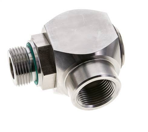 G 1'' M/F Codo de acero inoxidable de 90 grados Junta giratoria de alta presión 250 Bar - Hidráulica
