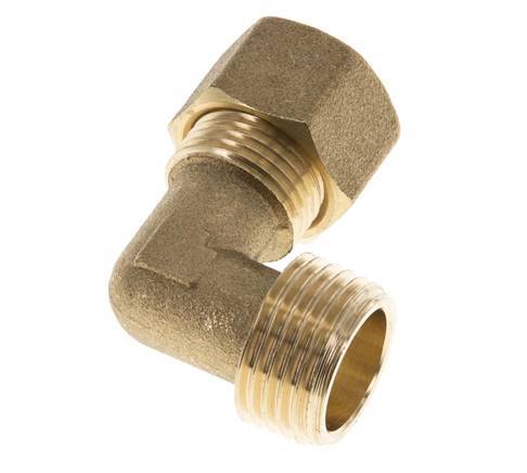 R 1/2'' Male x 12mm Brass 90 deg Elbow Compression Fitting 75 Bar DIN EN 1254-2
