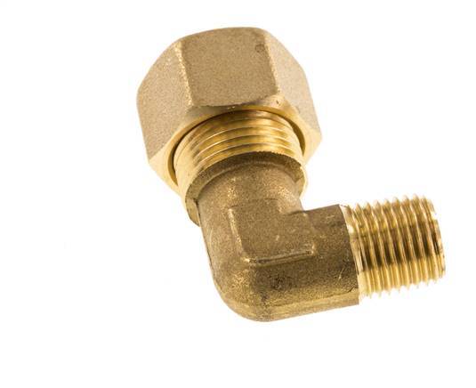 R 1/4'' Male x 12mm Brass 90 deg Elbow Compression Fitting 75 Bar DIN EN 1254-2