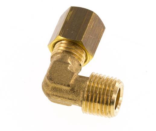 R 1/8'' Male x 4mm Brass 90 deg Elbow Compression Fitting 150 Bar DIN EN 1254-2 [2 Pieces]