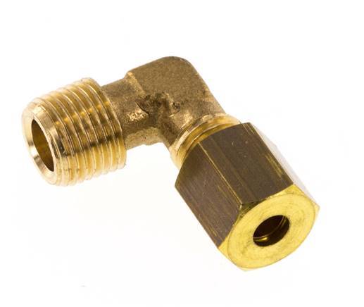 R 1/8'' Male x 4mm Brass 90 deg Elbow Compression Fitting 150 Bar DIN EN 1254-2 [2 Pieces]