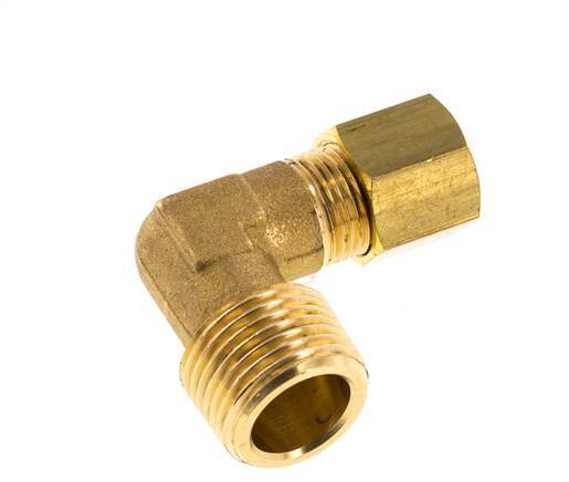R 3/8'' Male x 8mm Brass 90 deg Elbow Compression Fitting 135 Bar DIN EN 1254-2