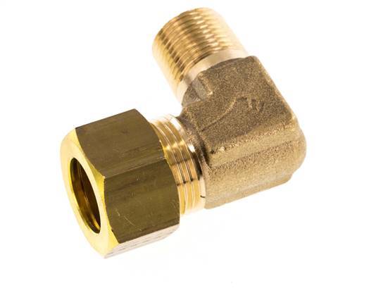R 3/8'' Male x 15mm Brass 90 deg Elbow Compression Fitting 82 Bar DIN EN 1254-2