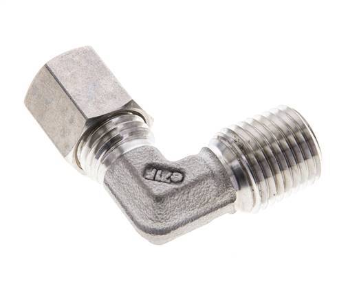 1/4'' NPT Male x 6L Stainless steel 90 deg Elbow Compression Fitting 315 Bar DIN 2353