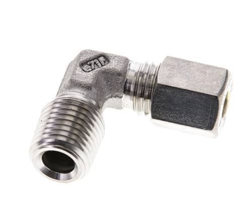 1/4'' NPT Male x 6L Stainless steel 90 deg Elbow Compression Fitting 315 Bar DIN 2353