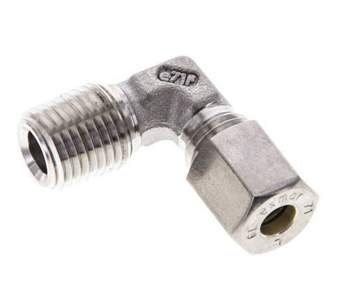 1/4'' NPT Male x 6L Stainless steel 90 deg Elbow Compression Fitting 315 Bar DIN 2353
