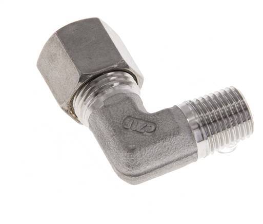 R 1/4'' Macho x 8S Racor de compresión de 90 grados de acero inoxidable 630 Bar DIN 2353