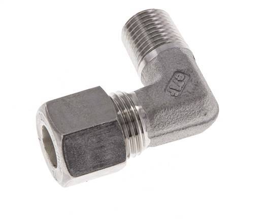 R 1/4'' Male x 10L Stainless steel 90 deg Elbow Compression Fitting 315 Bar DIN 2353