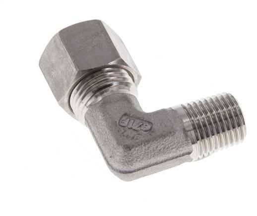 R 1/4'' Male x 10L Stainless steel 90 deg Elbow Compression Fitting 315 Bar DIN 2353