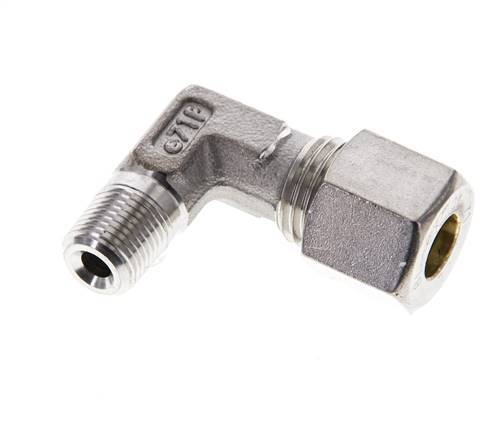 1/8'' NPT Male x 8L Stainless steel 90 deg Elbow Compression Fitting 315 Bar DIN 2353