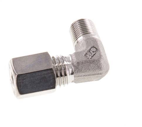 R 1/8'' Macho x 6L Acero inoxidable Codo de compresión de 90 grados 315 Bar DIN 2353